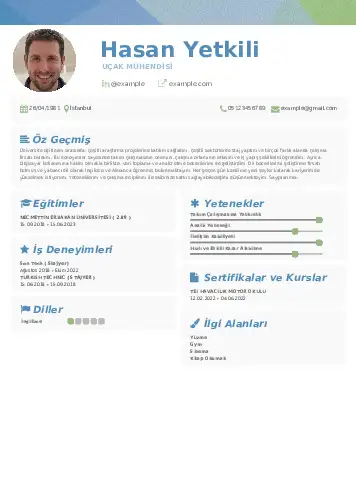 Havacılık Ve Uzay Uçak Mühendisi Cv Örnekleri cv indir